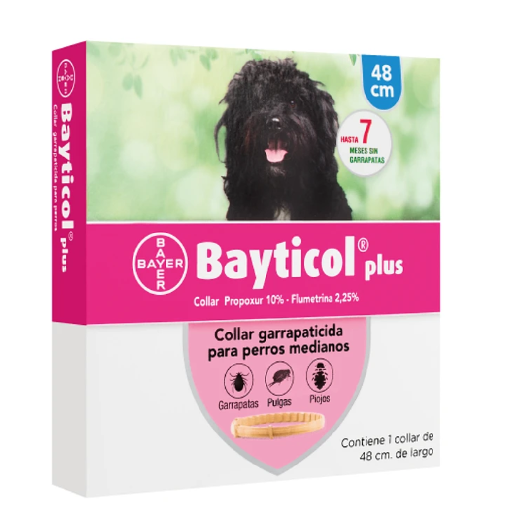 Bayticol Plus Collar Garrapaticida para Perros Medianos 48 cm x 1 Unidad