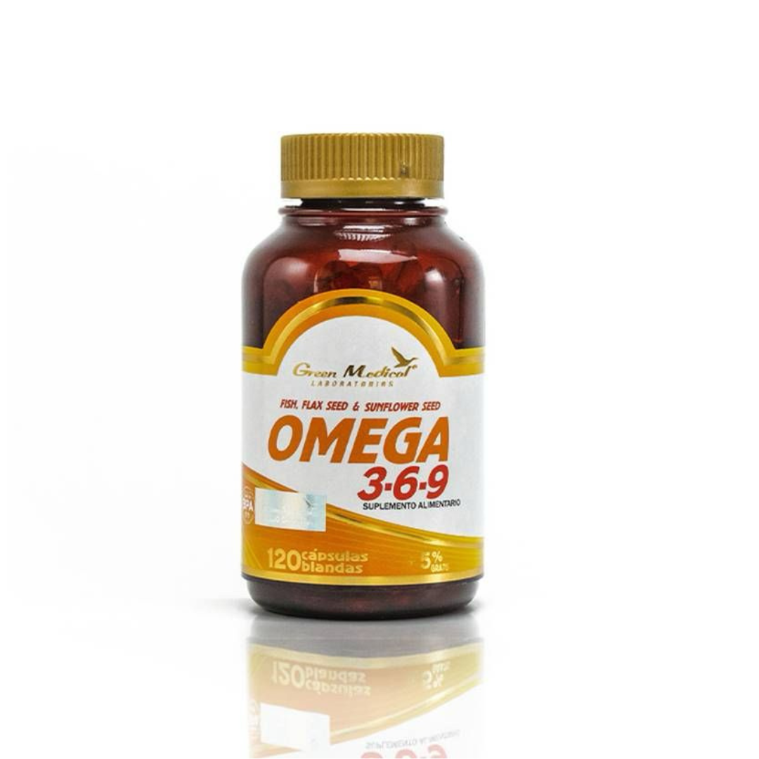 Omega 3-6-9 Aceite de Pescado y Linaza 120 Cpsulas Blandas GreenMedical